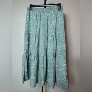 Women’s Merokeety Sage Green Spring Polka Dot Tiered Midi Skirt